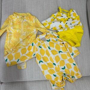 Hanna Andersson Lemon Print Kids Swim Pajama Set